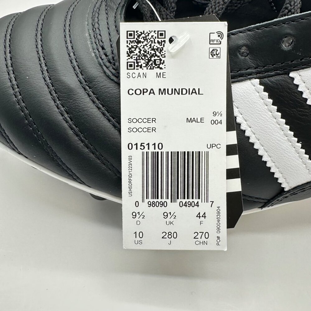 Mens Adidas Copa Mundial Leather Soccer Cleats Black Made In Germany 015110 Sz10 - Picture 8 of 9